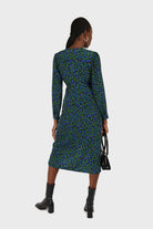 Green and teal floral wrap style maxi dress_4