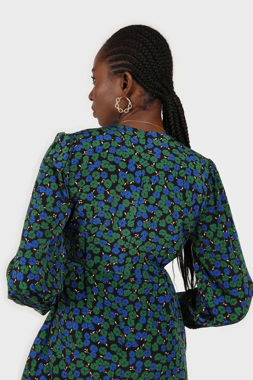 Green and teal floral wrap style maxi dress_6