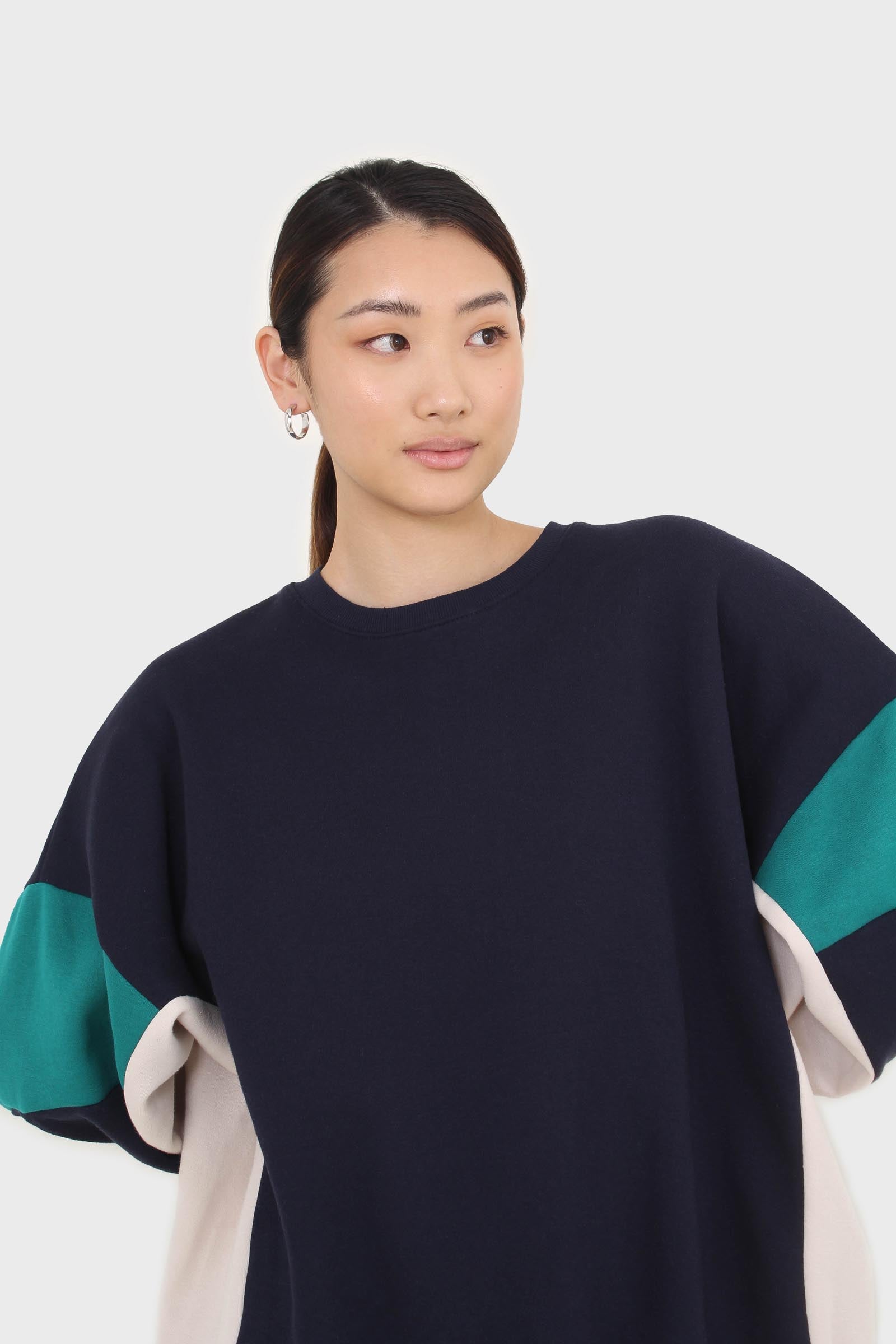 Navy and teal color block oversized sweatshirt_7