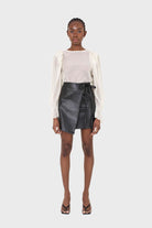 Ivory sheer organza puff sleeved blouse_3