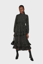 Black and ivory dot print maxi dress_1