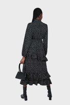 Black and ivory dot print maxi dress_5