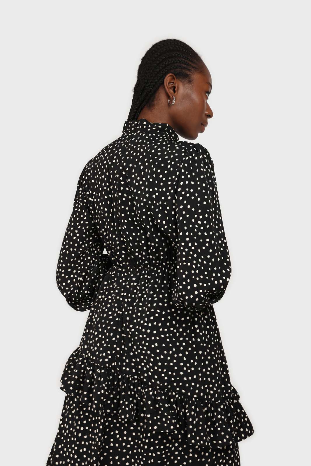 Black and ivory dot print maxi dress_7