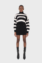 Black double button panel pocket mini skirt_2