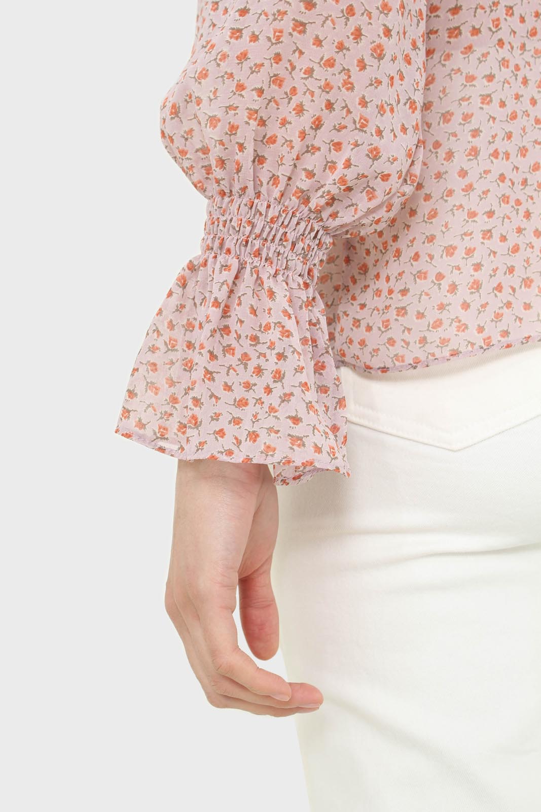 Lilac floral high neck long sleeved top_10