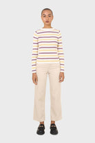 Ivory purple and yellow multistripe knit top_3