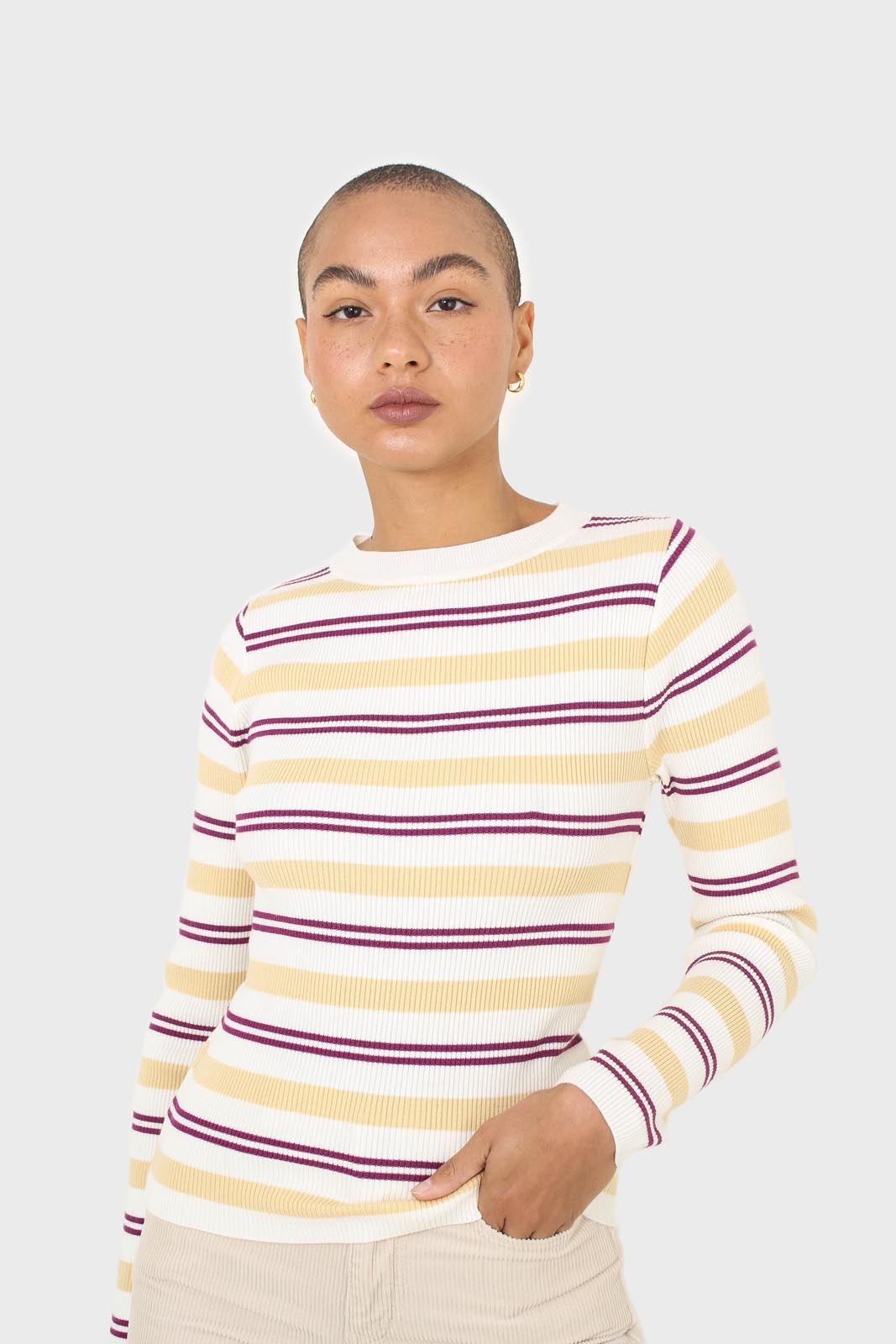 Ivory purple and yellow multistripe knit top_8