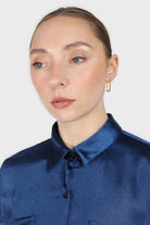 Navy satin chest pocket silky shirt_4