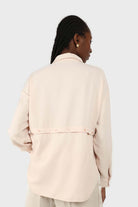 Pale pink button row silky shirt blouse_2