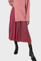 Hot pink glitter micro pleated maxi skirt_1