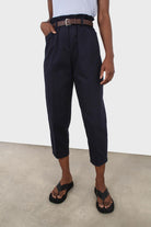 Navy boy fit belted trousers_3