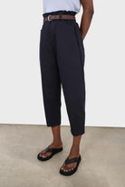 Navy boy fit belted trousers_5