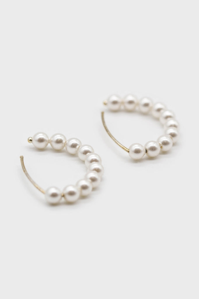 Silver pearl half hoop earrings_1