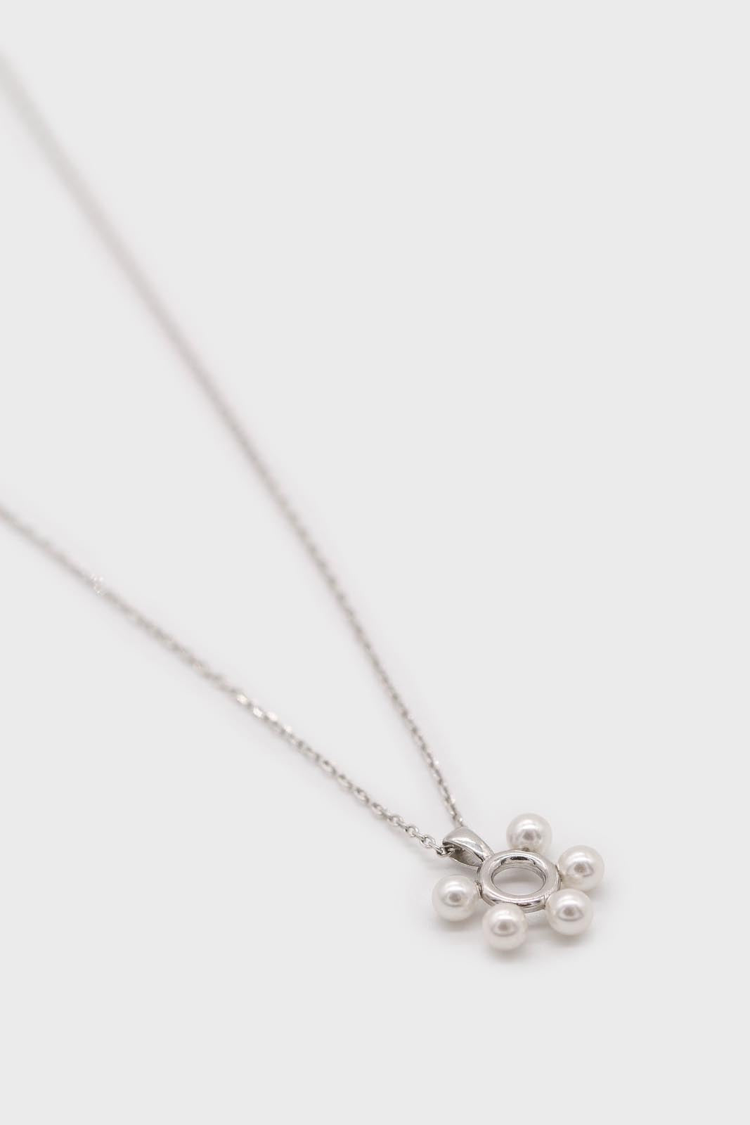 Charm necklace - Silver pearl flower_1