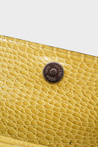 Yellow croc skin rectangle thick chain handbag_5