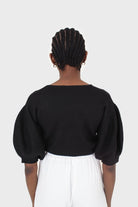 Black short balloon sleeved jumper_6