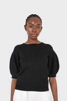 Black short balloon sleeved jumper_5