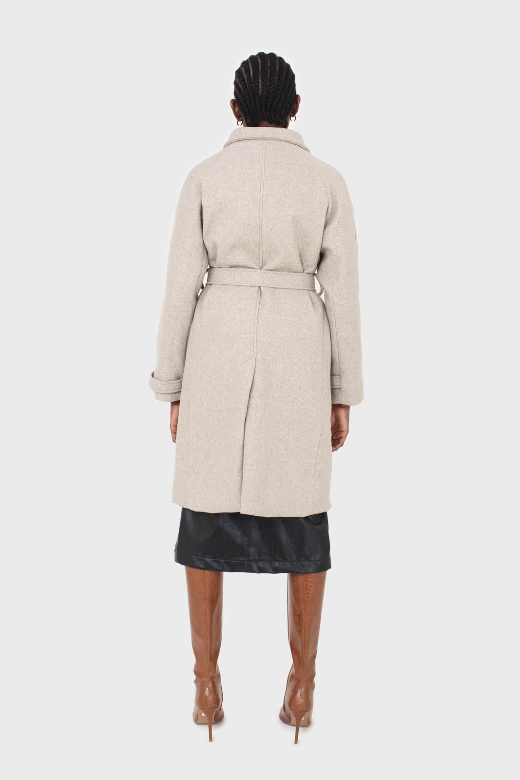 Oatmeal double breasted long coat_4