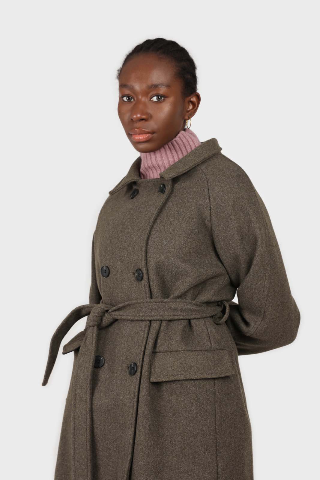 Charcoal double breasted long coat_2