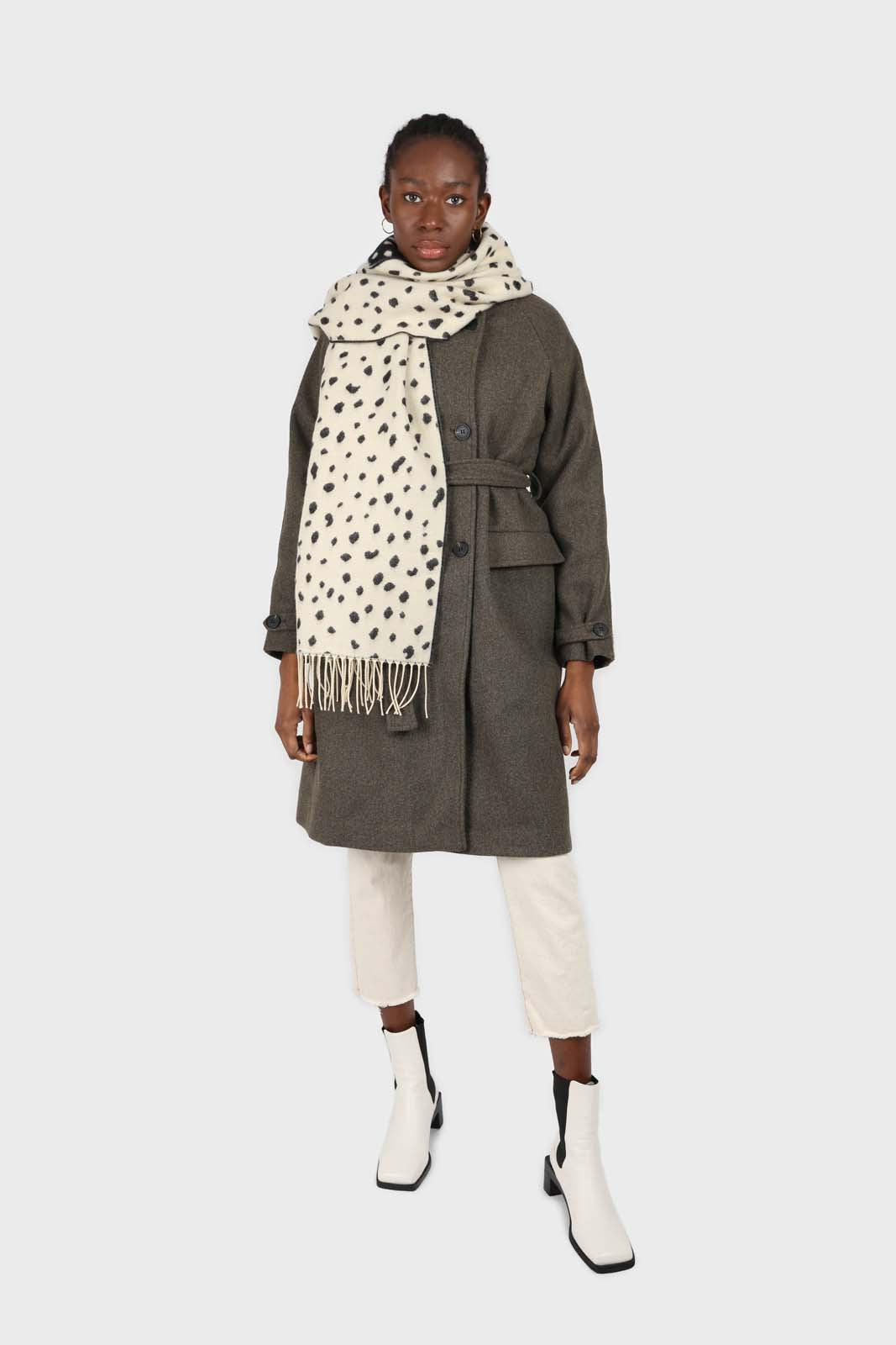 Charcoal double breasted long coat_1