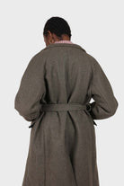 Charcoal double breasted long coat_4