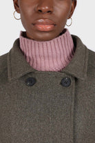 Charcoal double breasted long coat_5