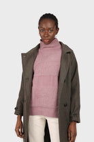 Charcoal double breasted long coat_6