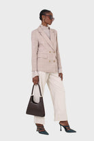 Beige and white checked blazer_4