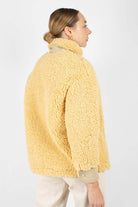 Yellow thick fuzzy contrast zip fleece_5