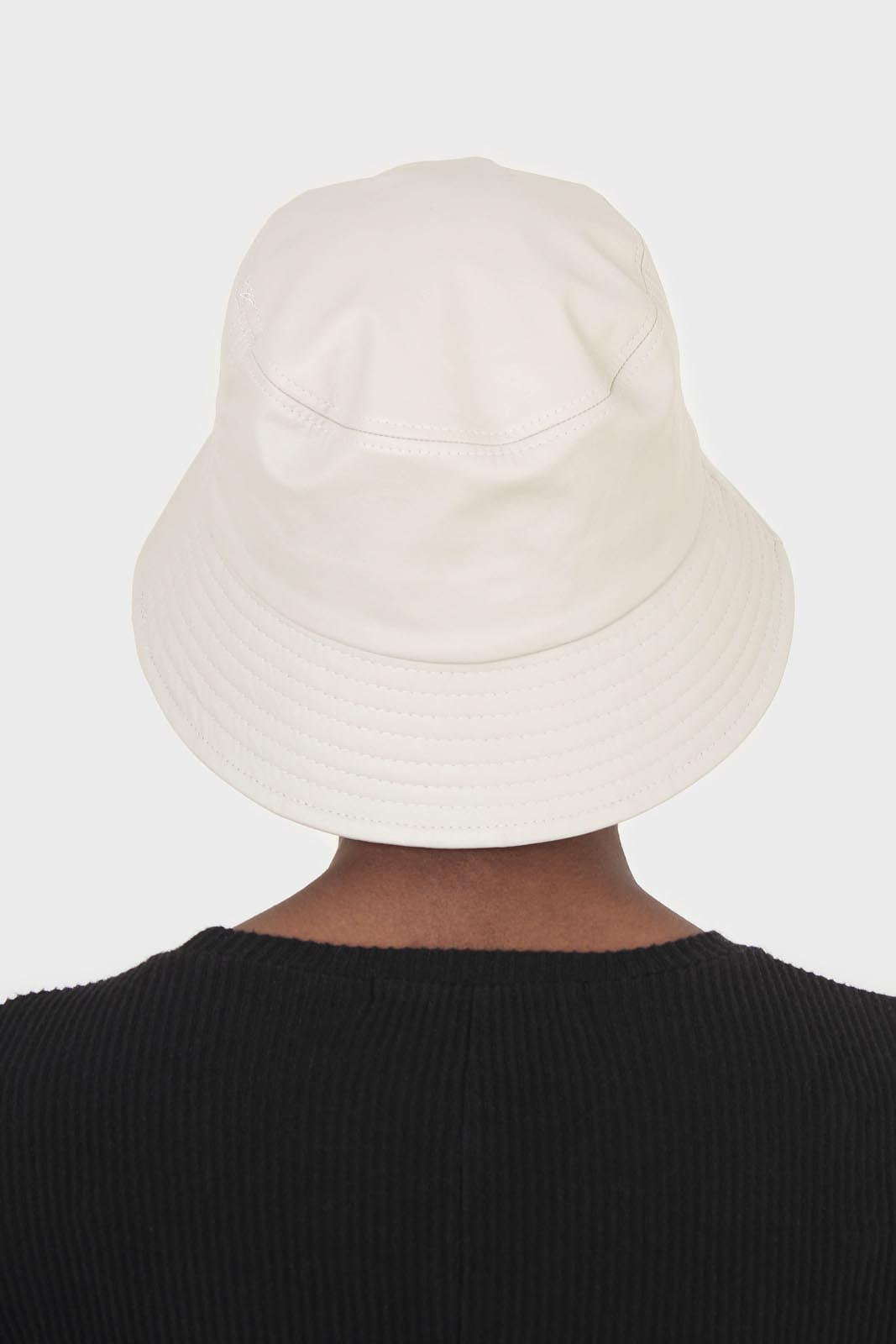 Ivory vegan leather bucket oversized bucket hat_7