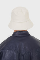 Ivory vegan leather bucket oversized bucket hat_4