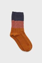 Orange pink and blue triple colorblock socks_1