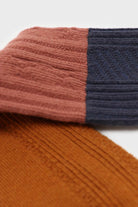 Orange pink and blue triple colorblock socks_2