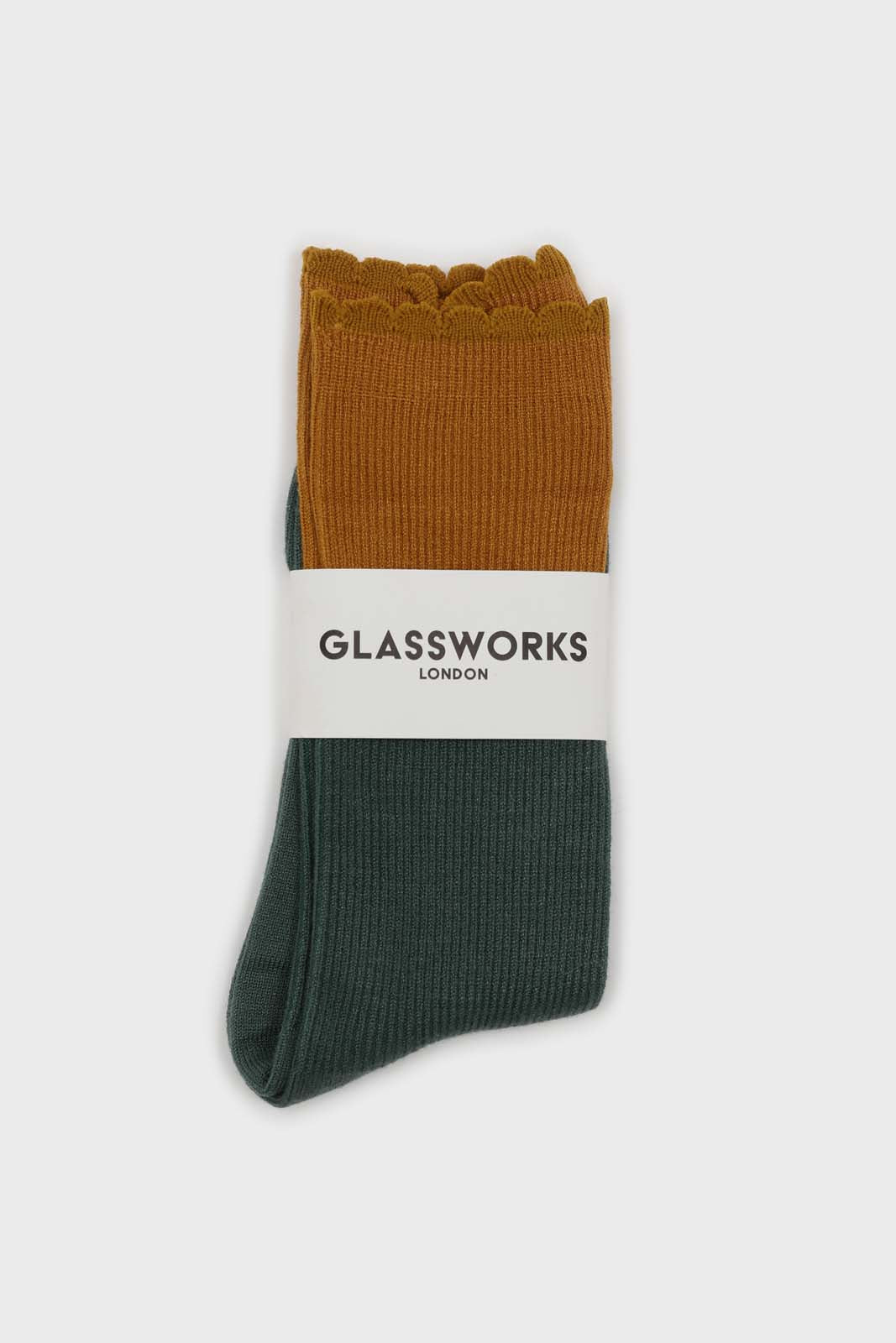 Teal and mustard colorblock long socks_3