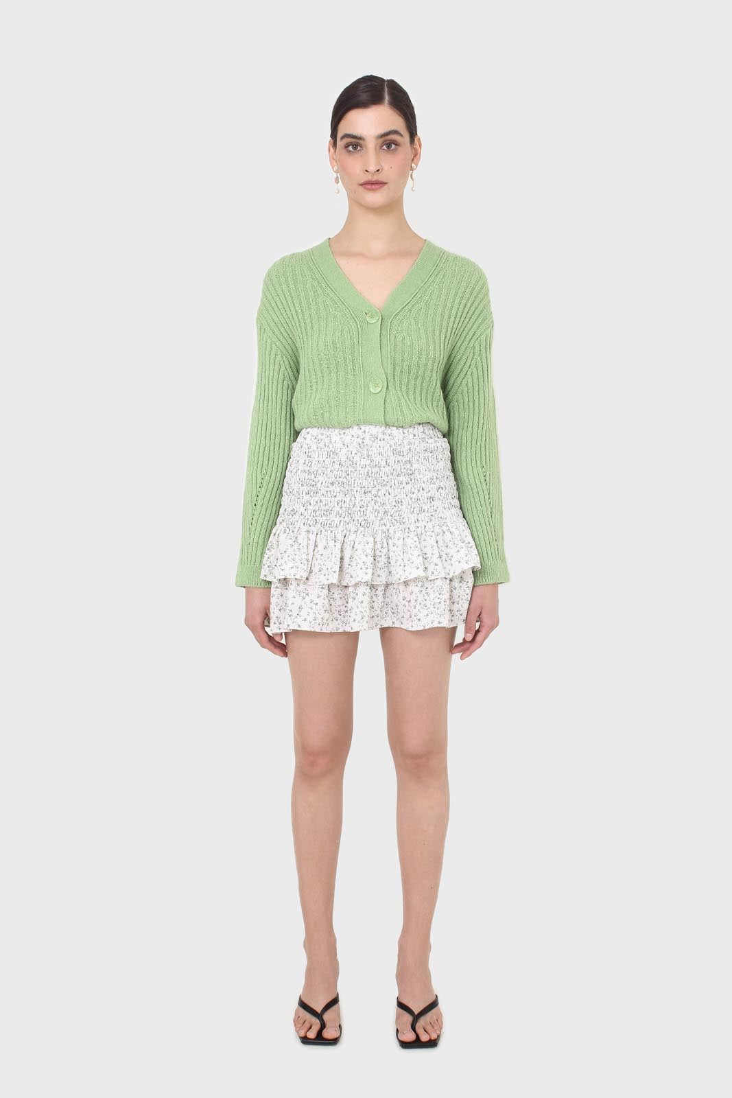 Green ribbed alpaca blend cardigan_3