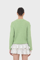 Green ribbed alpaca blend cardigan_2