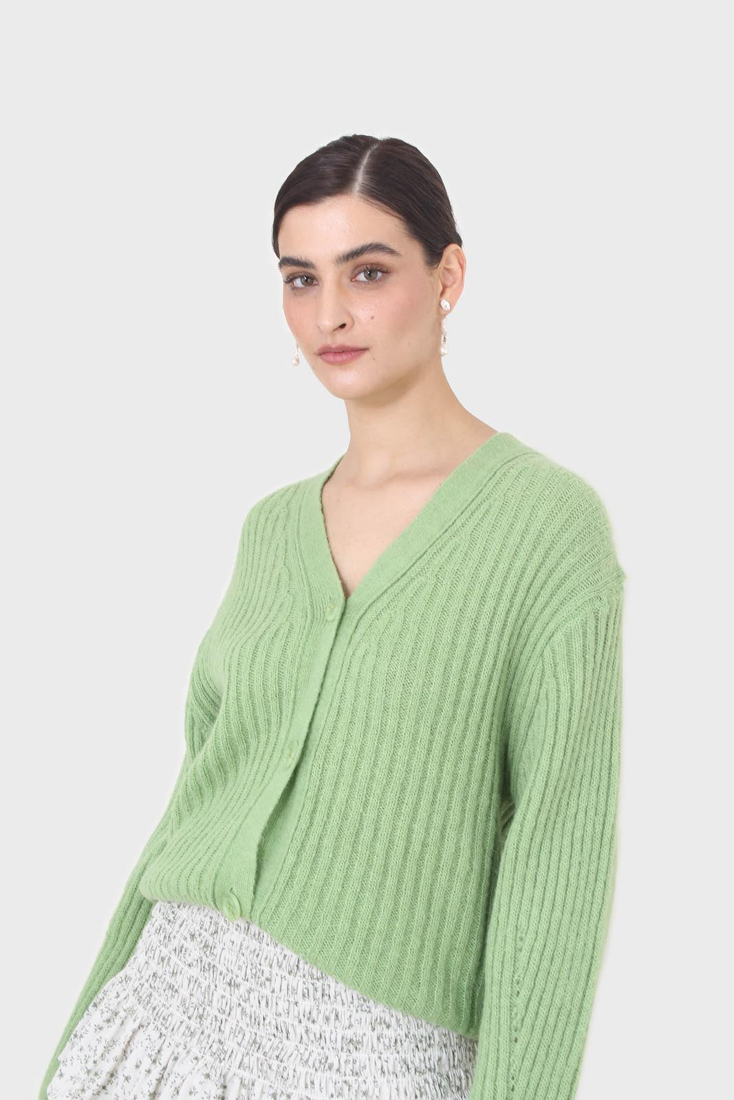 Green ribbed alpaca blend cardigan_6