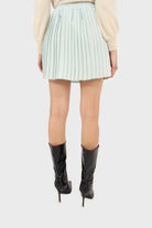 Mint green pleated silky mini skirt_4