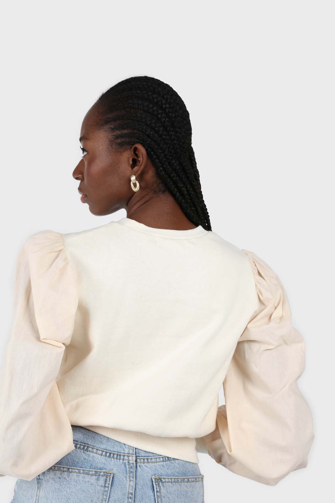 Cream balloon sleeve crop sweatshirt_6