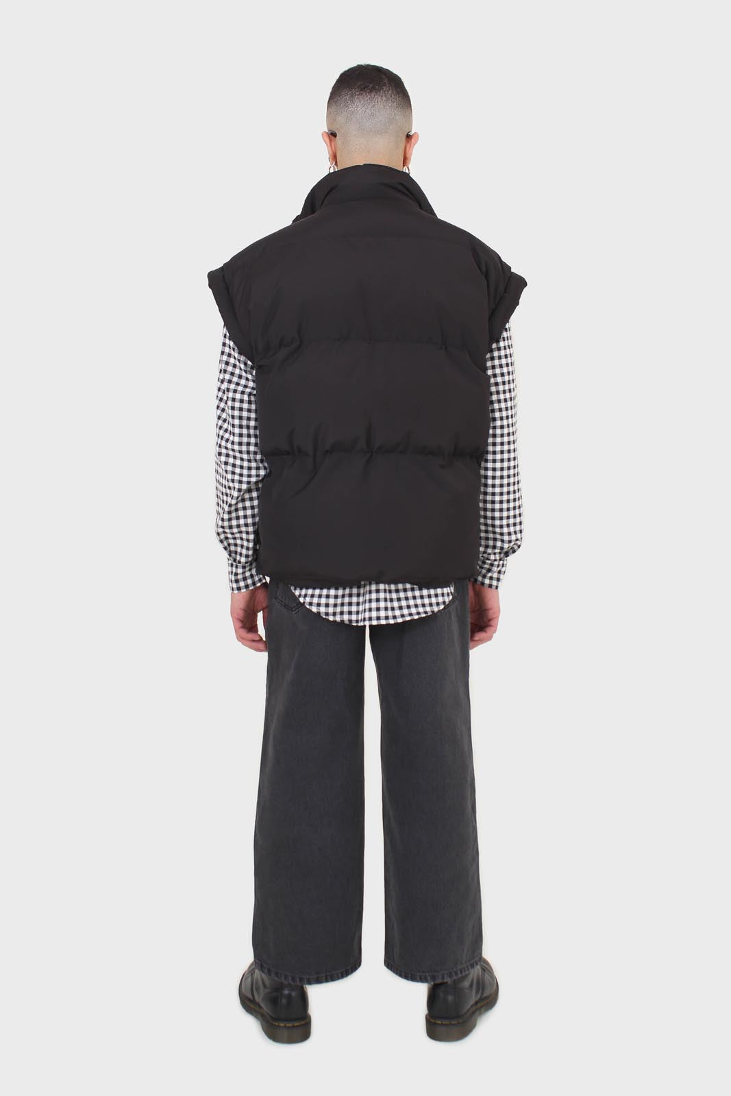 Black wide leg panel front pocket jeans_6