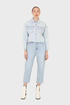 Blue cut hem crop denim jacket_3