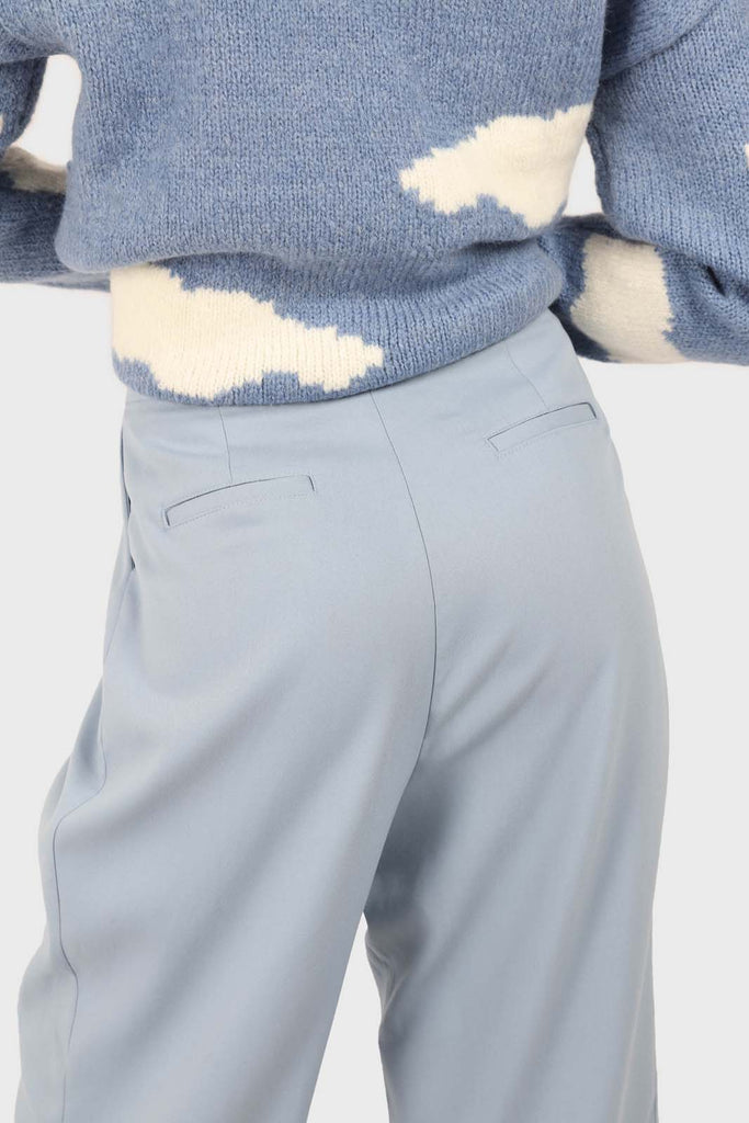 Mid blue wide leg tab waist smart trousers_11