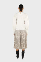Ivory ruched chest panel long sleeved blouse_2