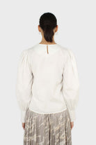 Ivory ruched chest panel long sleeved blouse_3