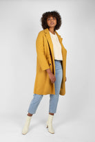Mustard single breasted long coat_3