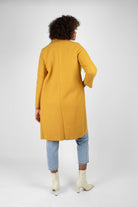Mustard single breasted long coat_4