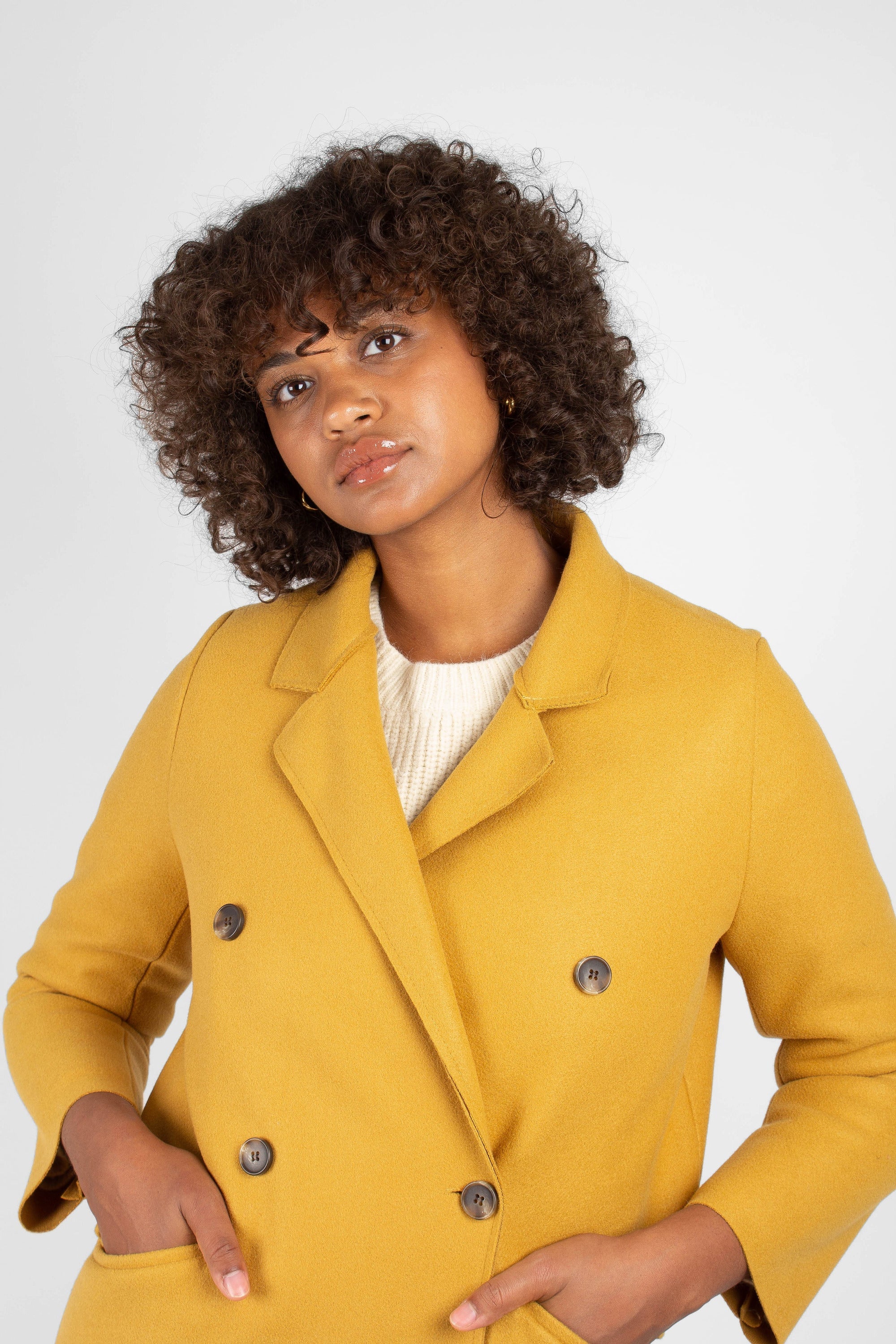 Mustard single breasted long coat_2