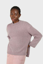 Lilac mock neck open back angora jumper_1