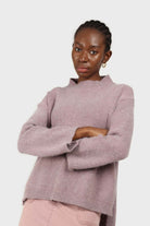 Lilac mock neck open back angora jumper_2