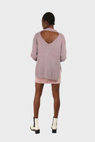 Lilac mock neck open back angora jumper_4